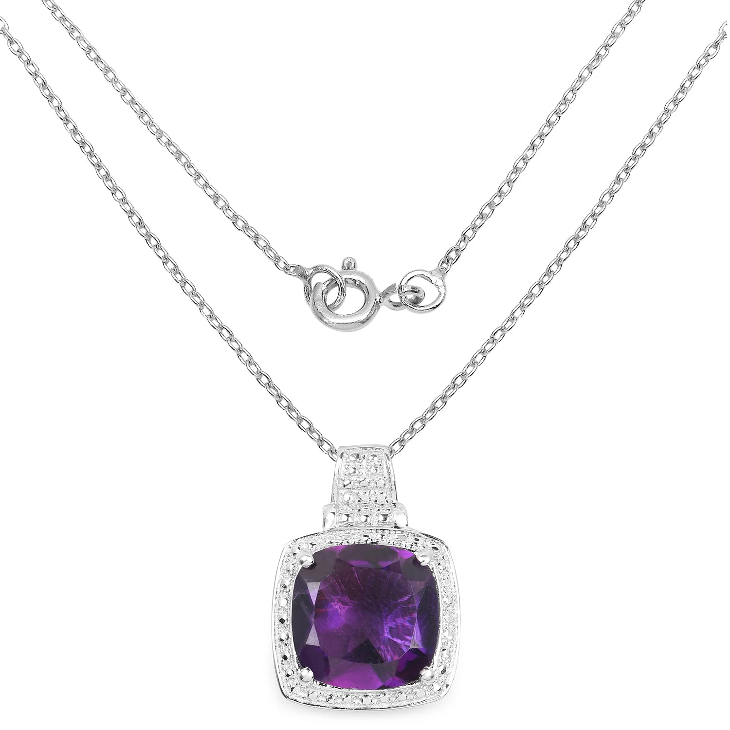 5.85 Carat Genuine Amethyst .925 Sterling Silver Pendant - Image 2