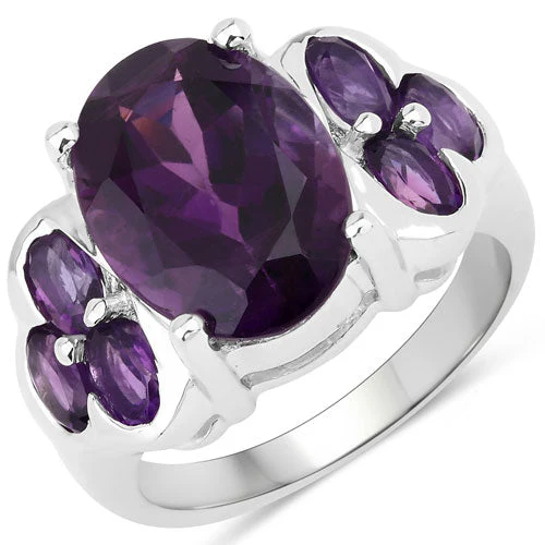 5.98 Carat Genuine Amethyst .925 Sterling Silver Ring - Image 2