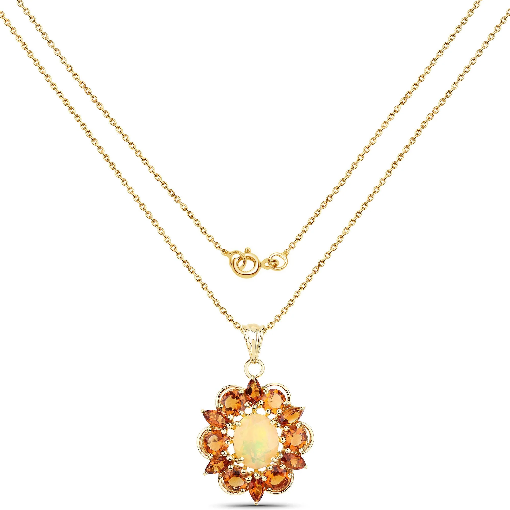 5.99 Carat Genuine Ethiopian Opal and Citrine .925 Sterling Silver Pendant - Image 2