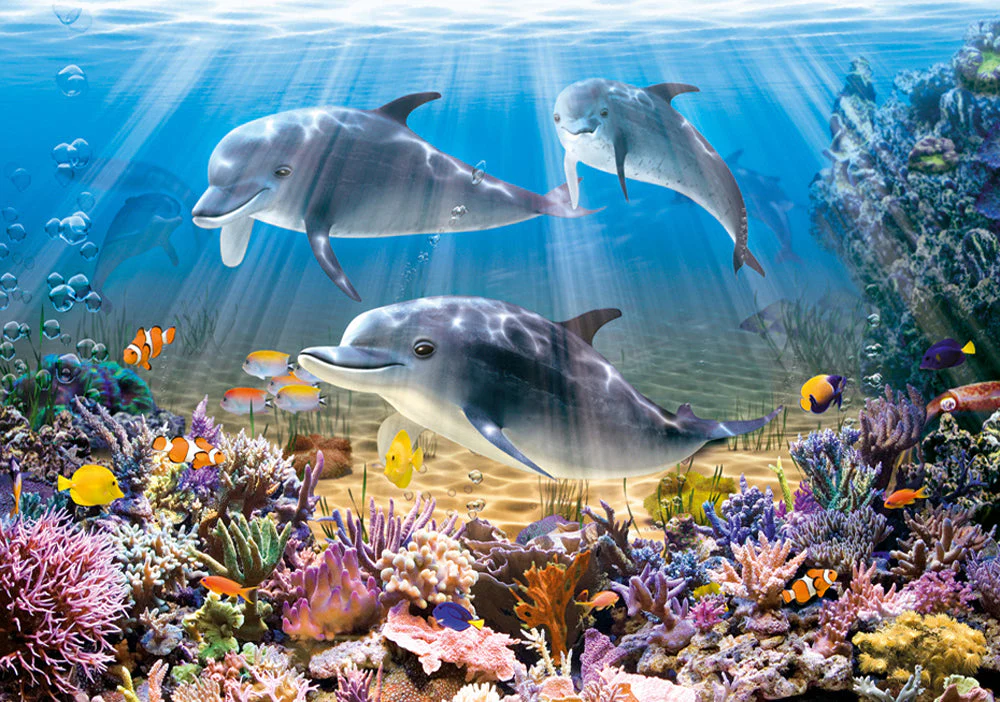 500 Piece Jigsaw Puzzle, Dolphins Underwater, Ocean life, Sea puzzles, Adult Puzzle, Castorland B-52547 - Image 2
