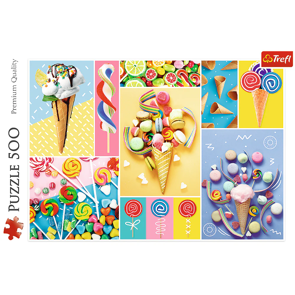 500 Piece Jigsaw Puzzle, Favorite Sweets, Candy and Ice Cream Puzzle, Adult Puzzles, Trefl 37335 - Image 3