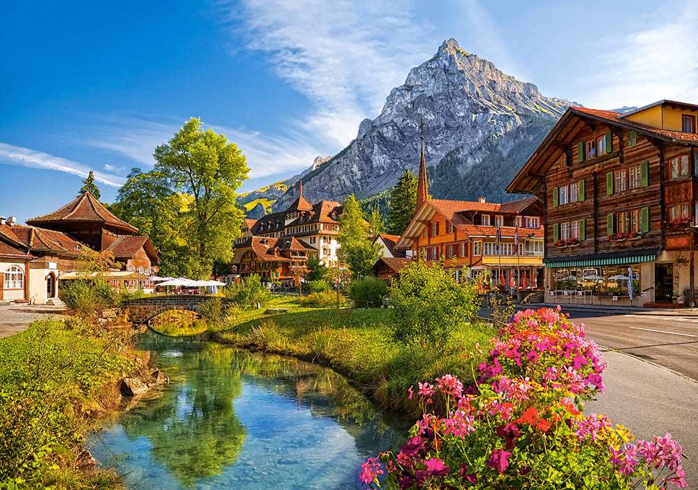 500 Piece Jigsaw Puzzle, Kandersteg, Switzerland, Alps Puzzle, Mountain Village Puzzle with River, Adult Puzzles, Castorland B-52363 - Image 2