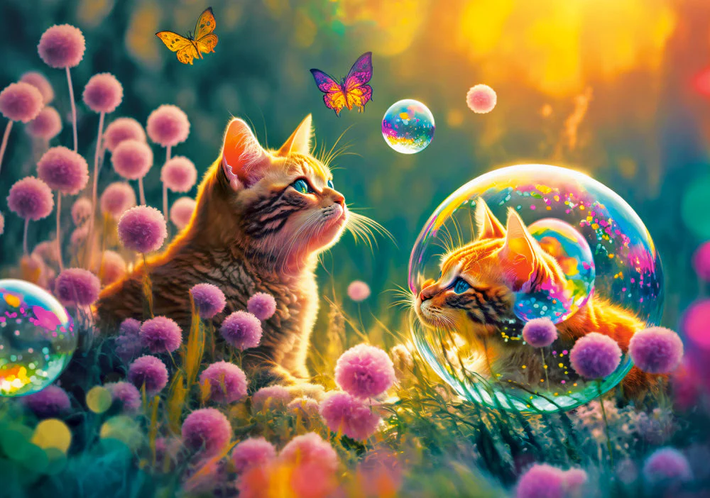 500 Piece Jigsaw Puzzle, Magical Morning, Cute kittens, Magical garden, Glowing flowers, Charming, Adult Puzzle, Castorland B-53841 - Image 2