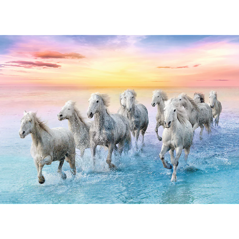 500 Piece Jigsaw Puzzles, Galloping White Horses, Animal Puzzles, Sunset Ocean Puzzle, Adult Puzzles, Trefl 37289 - Image 2