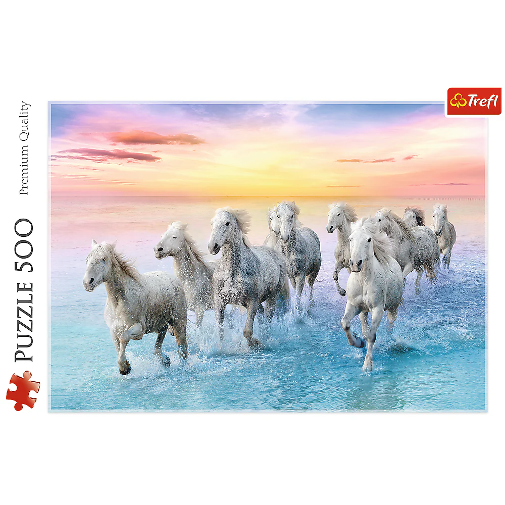 500 Piece Jigsaw Puzzles, Galloping White Horses, Animal Puzzles, Sunset Ocean Puzzle, Adult Puzzles, Trefl 37289 - Image 3