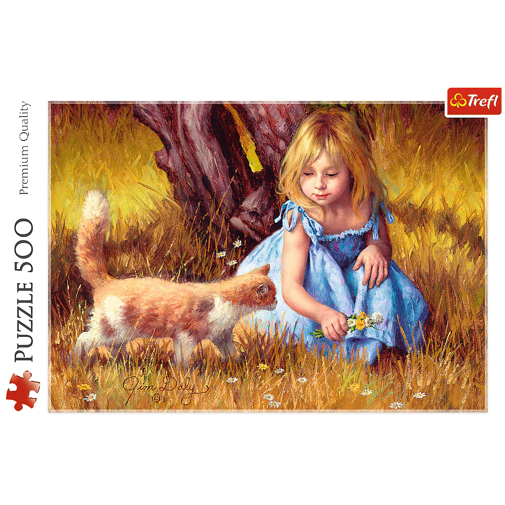 500 Piece Jigsaw Puzzles, In The Center of Attention, Jim Daly Puzzle with Little Girl and Cat, Adult Puzzles, Trefl 37291 - Image 3