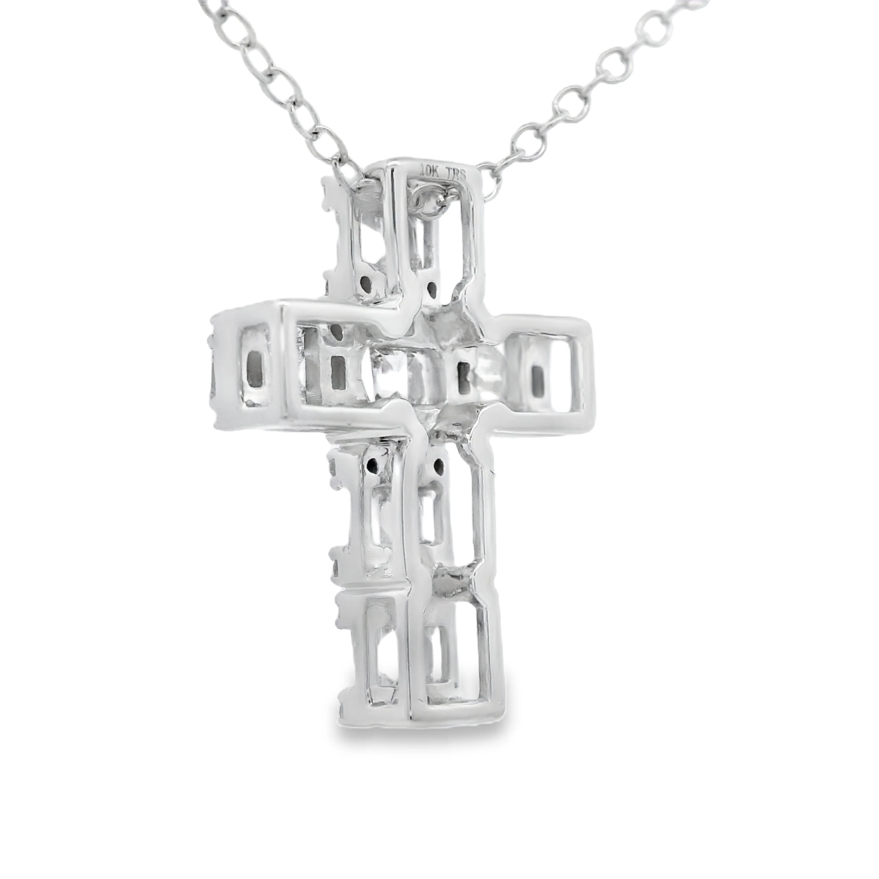 .50ct Diamond Cross Religious Pendant 10KT White Gold - Image 2