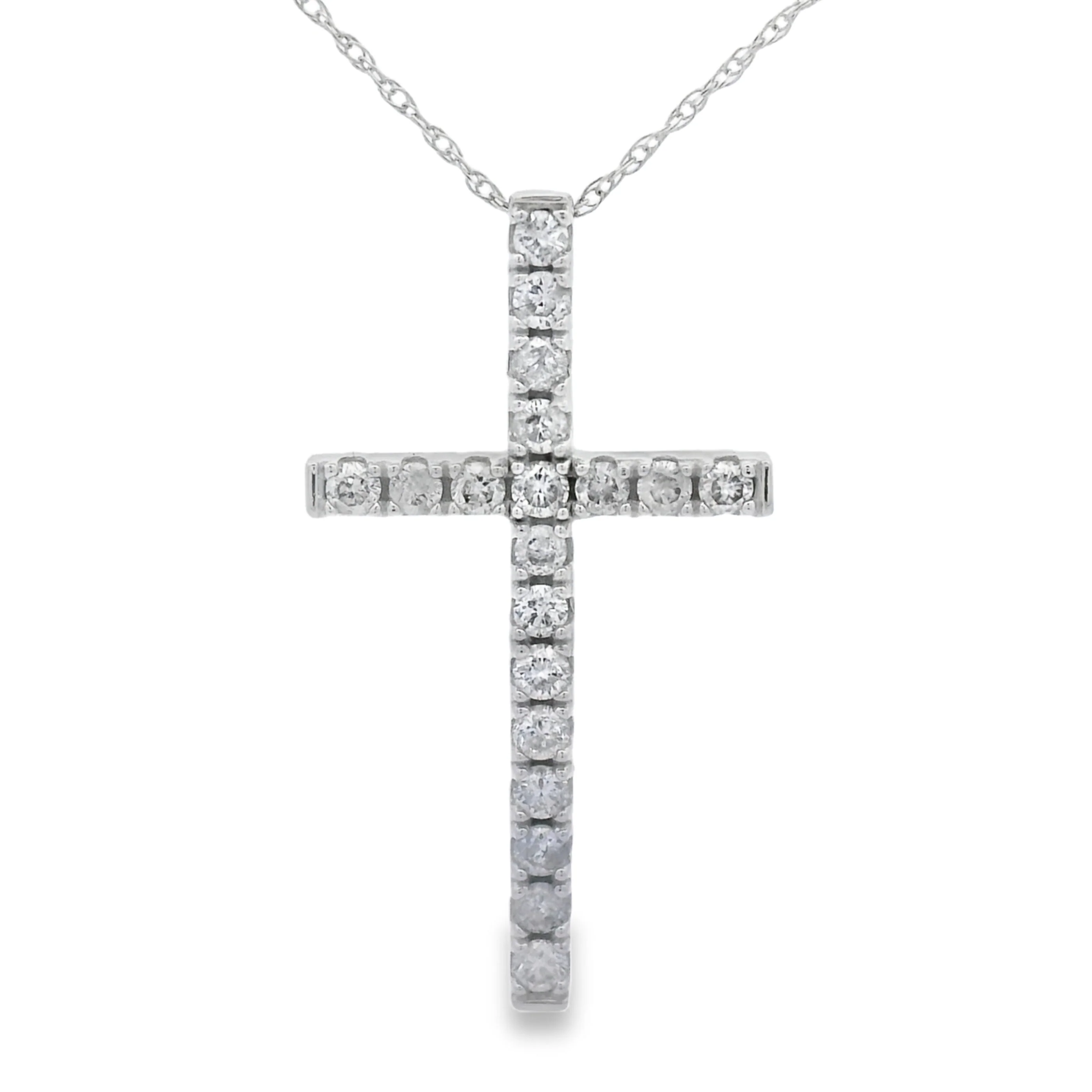 .50ct Diamond Cross Religious Pendant 14KT White Gold