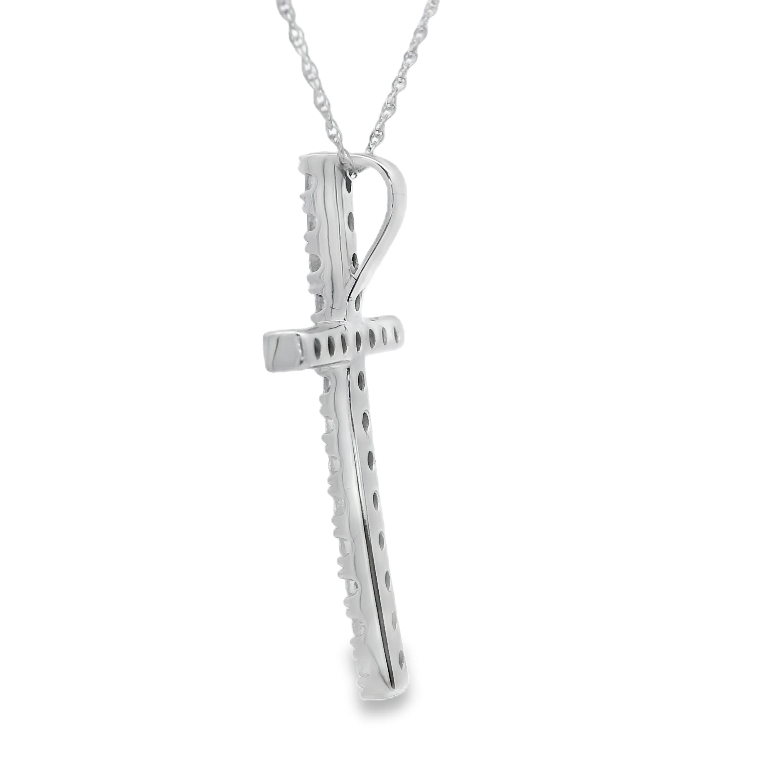 .50ct Diamond Cross Religious Pendant 14KT White Gold - Image 2