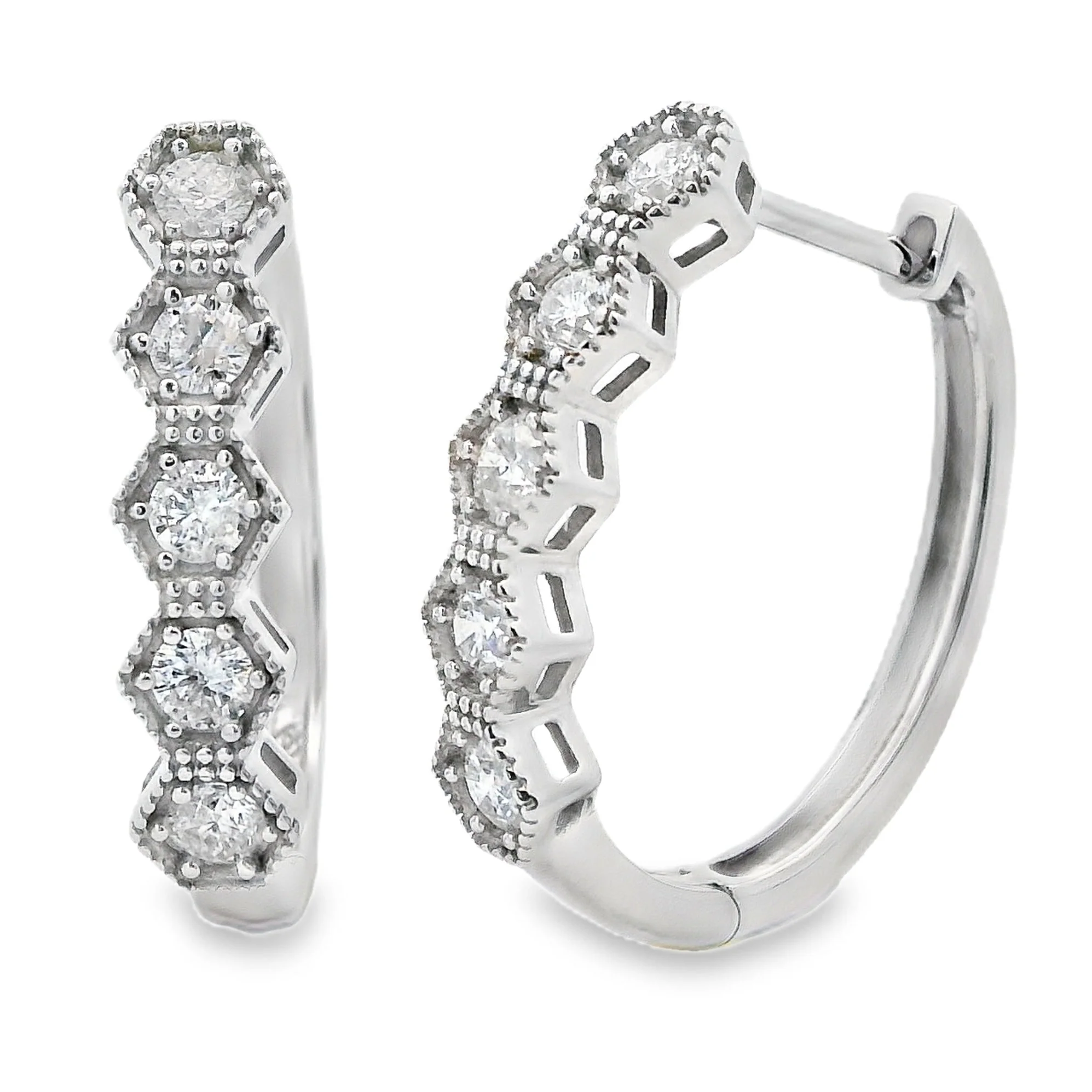 .50ct Diamond Hoop Earrings 14KT White Gold