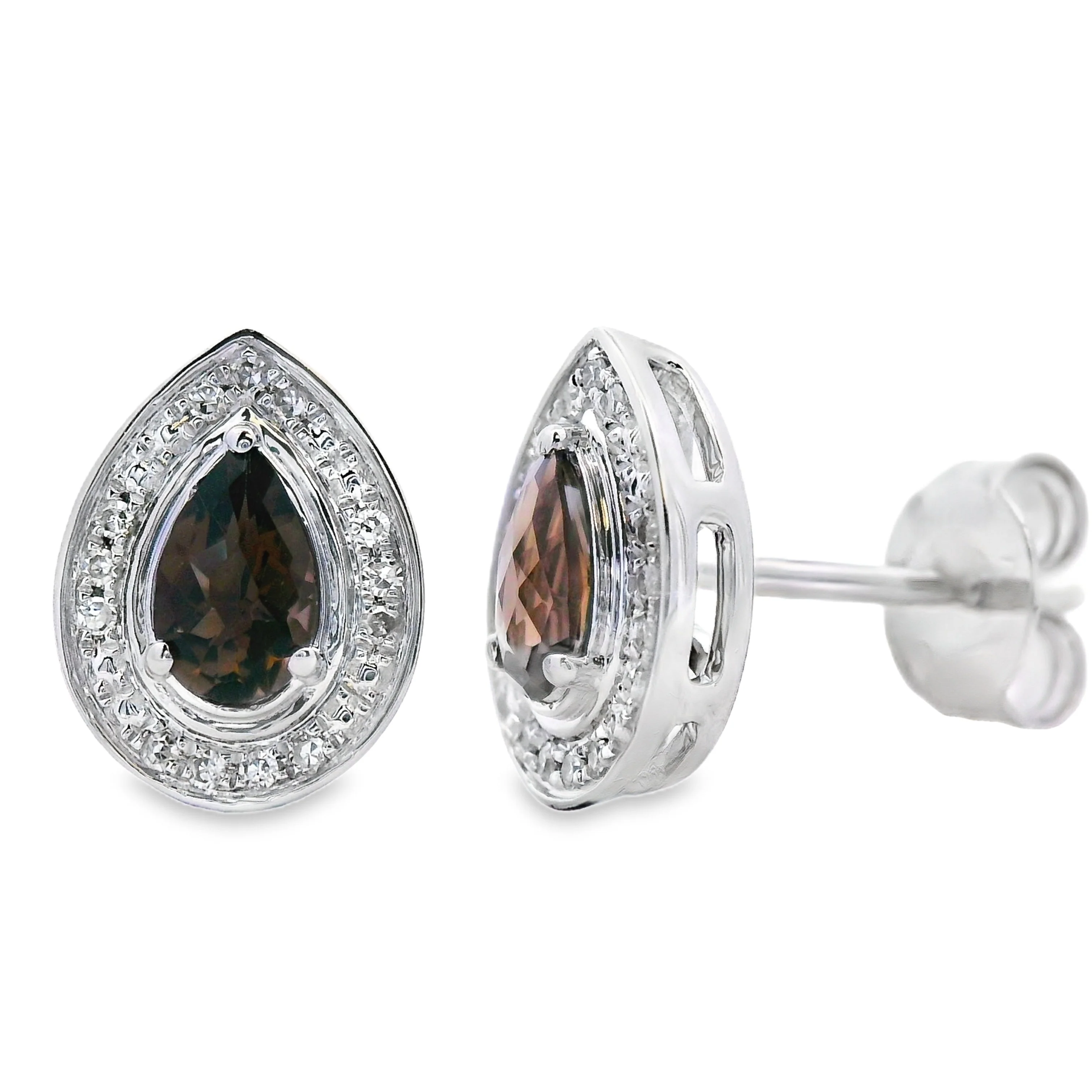 .50ct Quartz Diamond Stud Earrings 10KT White Gold