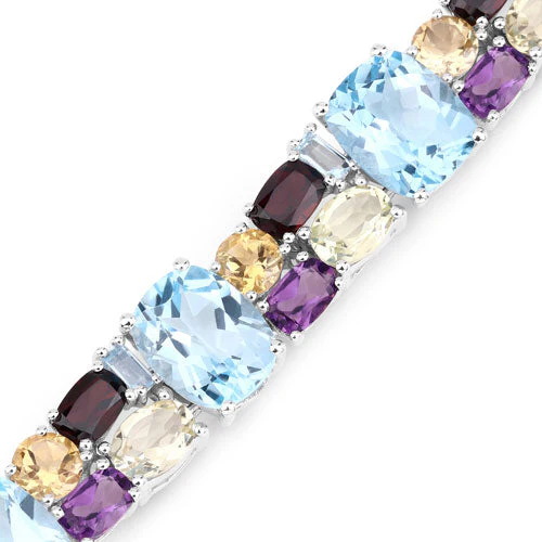 51.36 Carat Genuine Multi Stones .925 Sterling Silver Bracelet - Image 3