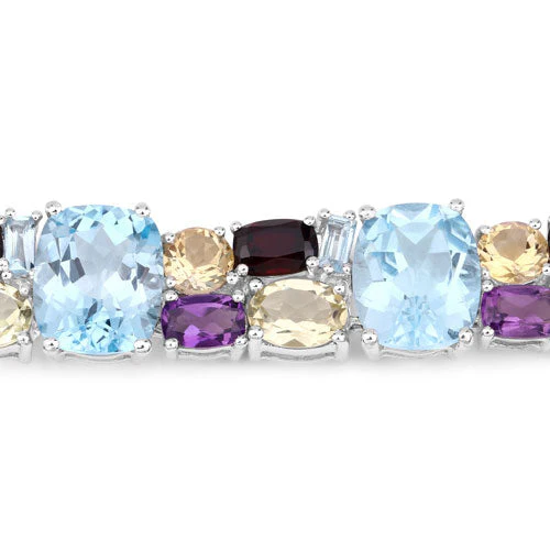51.36 Carat Genuine Multi Stones .925 Sterling Silver Bracelet - Image 4