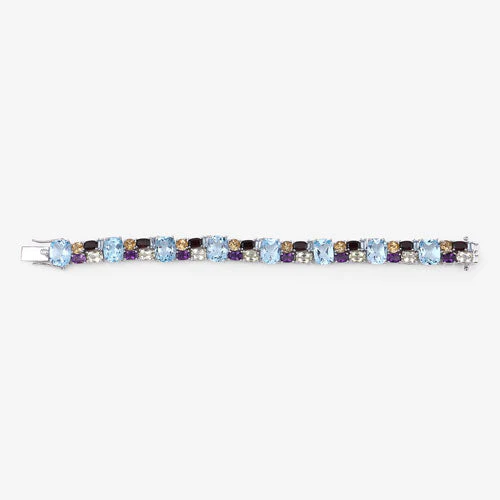51.36 Carat Genuine Multi Stones .925 Sterling Silver Bracelet - Image 7