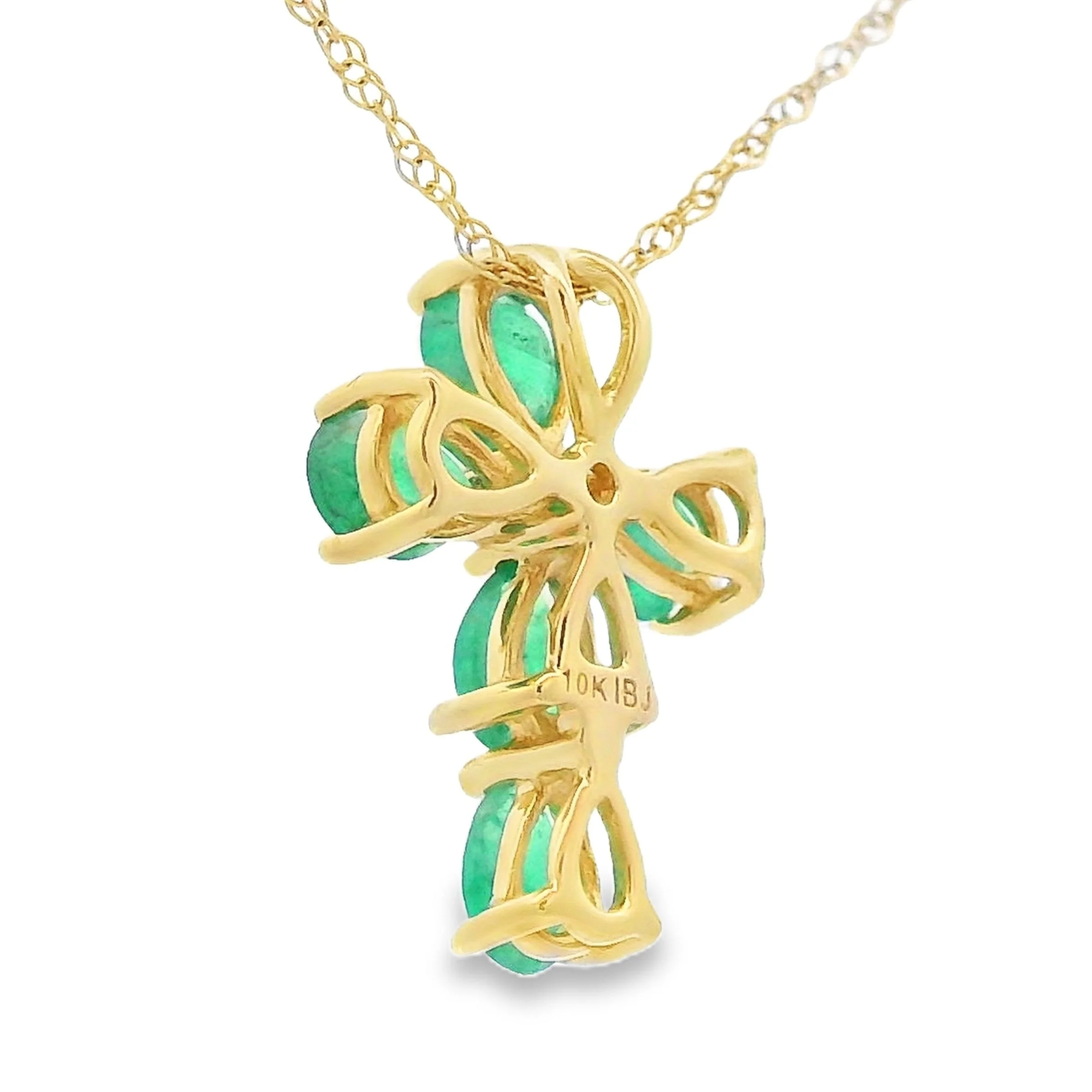 .52ct Emerald Cross Religious Pendant 10KT Yellow Gold - Image 2
