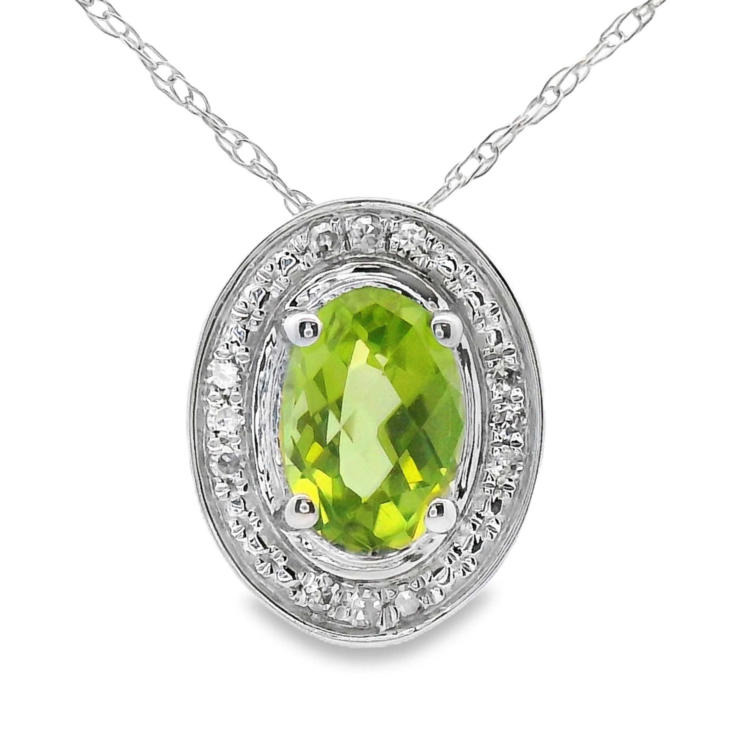 .52ct Peridot Diamond Fashion Pendants 10KT White Gold