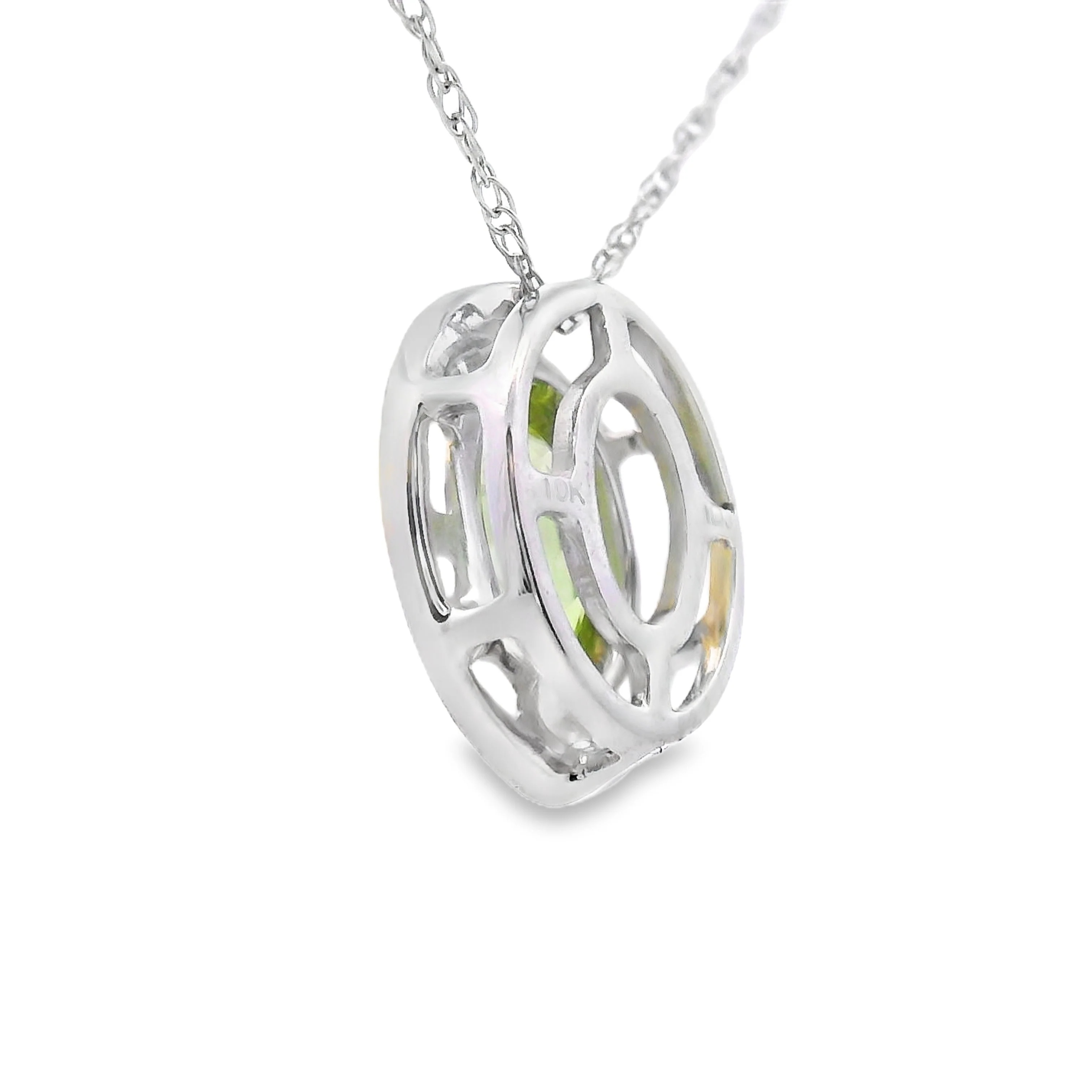 .52ct Peridot Diamond Fashion Pendants 10KT White Gold - Image 2