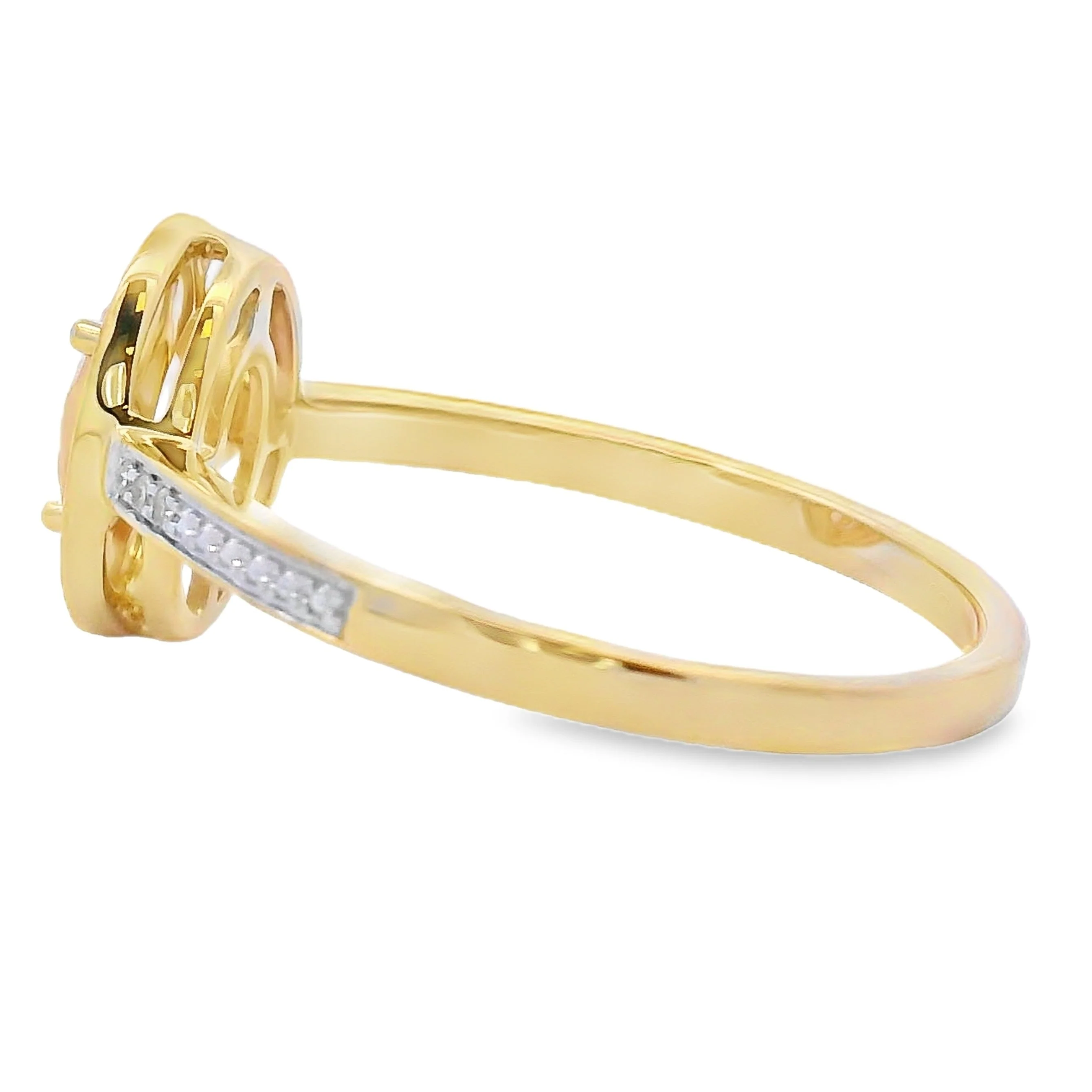 .53ct Rose Quartz Diamond Ring 10KT Yellow Gold - Image 2