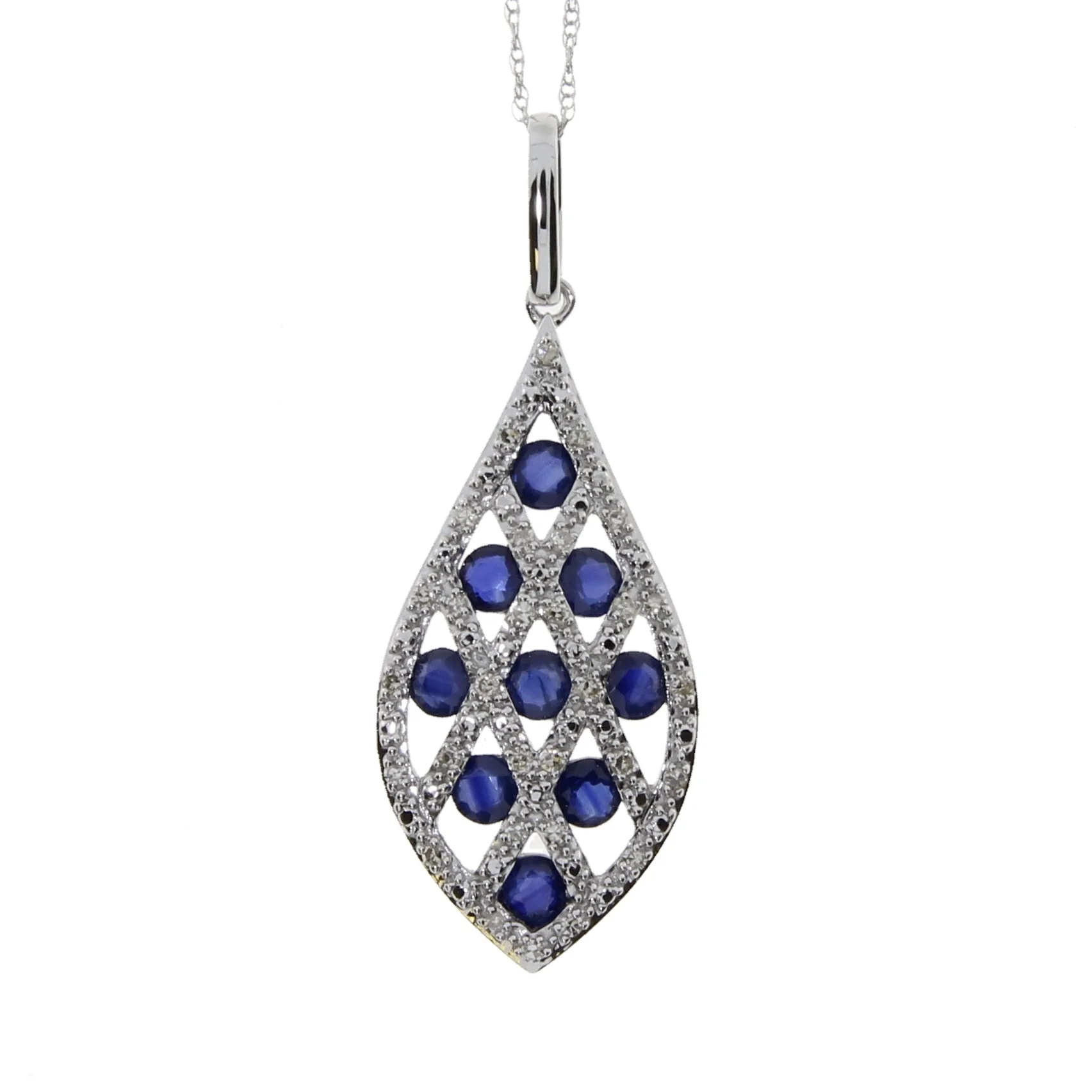 .58ct Sapphire Diamond Fashion Pendants 14KT White Gold - Image 4