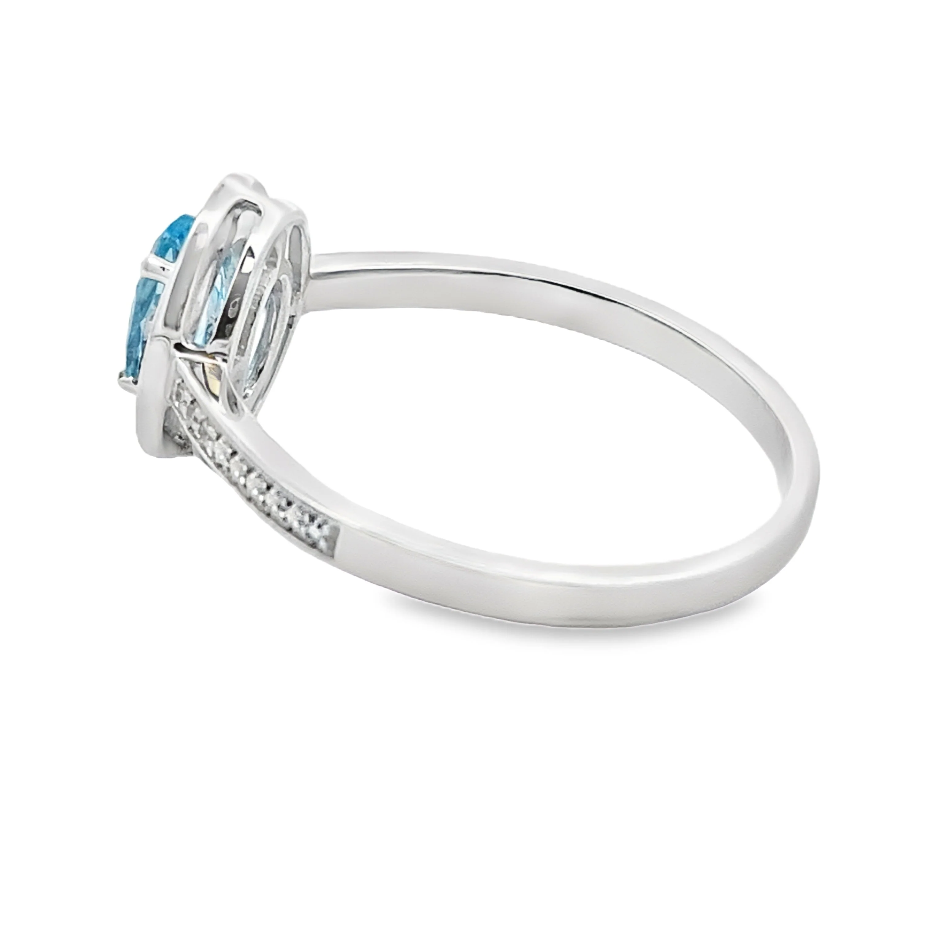 .59ct Blue Topaz Diamond Ring 10KT White Gold - Image 2
