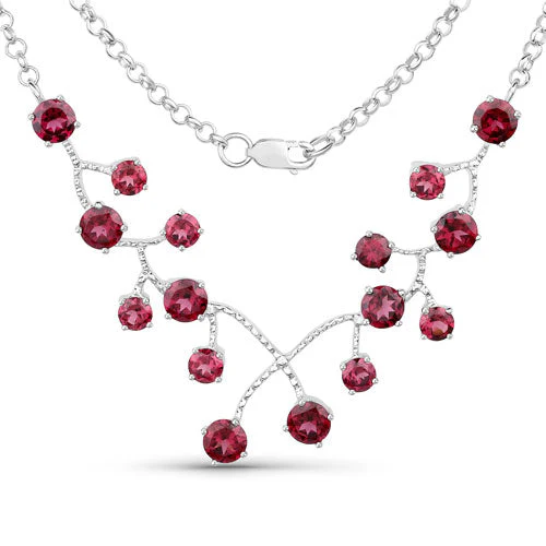 6.00 Carat Genuine Rhodolite Garnet .925 Sterling Silver Necklace - Image 2