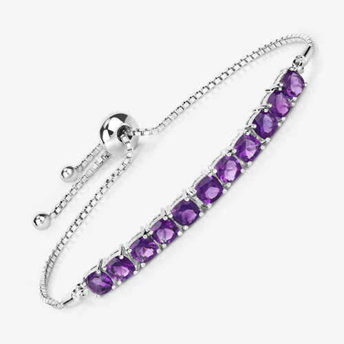 6.05 Carat Genuine Amethyst .925 Sterling Silver Bracelet - Image 10