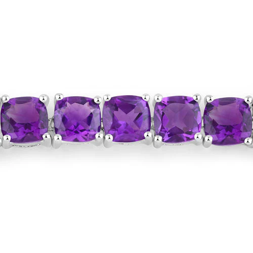 6.05 Carat Genuine Amethyst .925 Sterling Silver Bracelet - Image 5