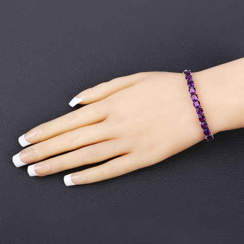 6.05 Carat Genuine Amethyst .925 Sterling Silver Bracelet - Image 9