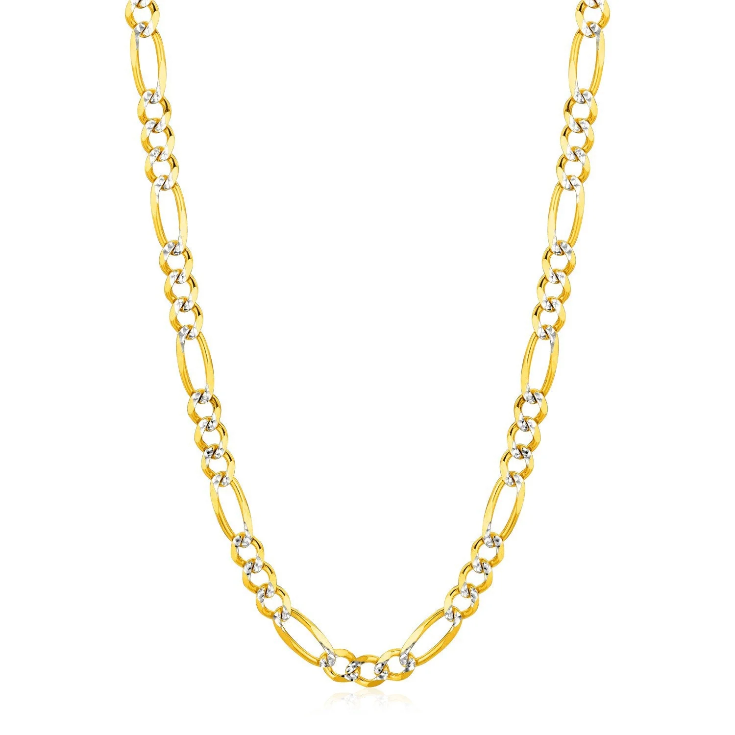 6.0mm 14K Yellow Gold Solid Pave Figaro Chain