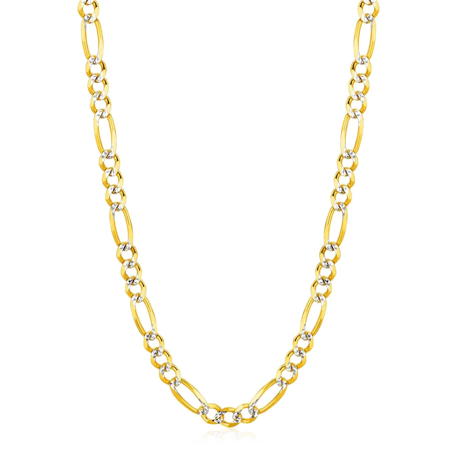 6.0mm 14K Yellow Gold Solid Pave Figaro Chain - Image 3