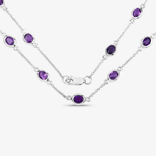 6.12 Carat Genuine Amethyst .925 Sterling Silver Necklace - Image 10