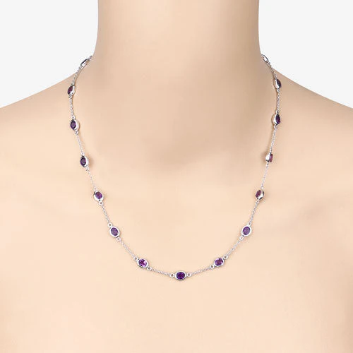 6.12 Carat Genuine Amethyst .925 Sterling Silver Necklace - Image 8
