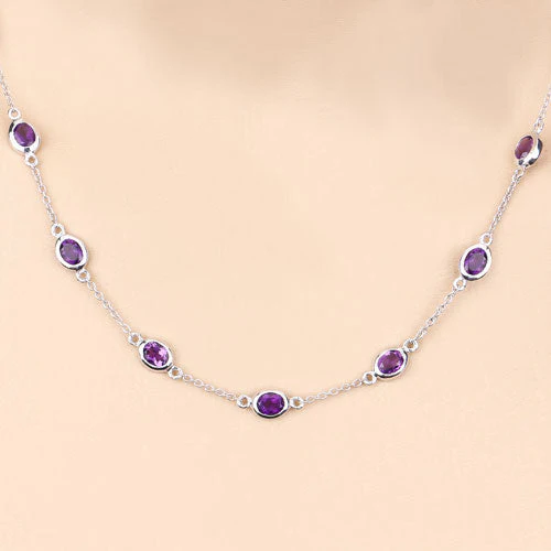 6.12 Carat Genuine Amethyst .925 Sterling Silver Necklace - Image 9