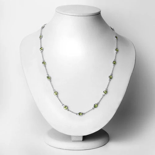 6.30 Carat Genuine Peridot .925 Sterling Silver Necklace - Image 6