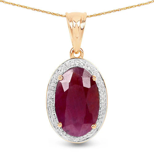 6.40 Carat Genuine Ruby and White Diamond 14K Yellow Gold Pendant - Image 3