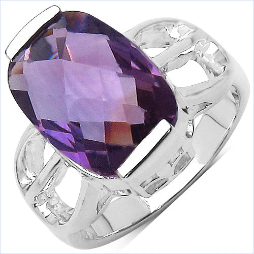 6.50 Carat Genuine Amethyst .925 Sterling Silver Ring - Image 4