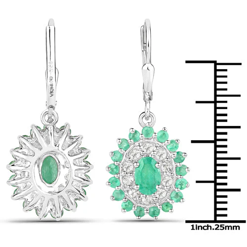 6.53 Carat Genuine Zambian Emerald and White Topaz .925 Sterling Silver 3 Piece Jewelry Set (Ring, Earrings, and Pendant w/ Chain) - Image 9