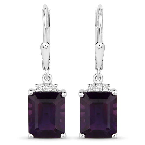 6.63 Carat Genuine Amethyst .925 Sterling Silver Earrings