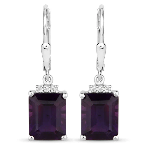 6.63 Carat Genuine Amethyst .925 Sterling Silver Earrings - Image 2