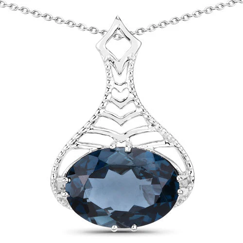 6.65 Carat Genuine London Blue Topaz .925 Sterling Silver Pendant - Image 4