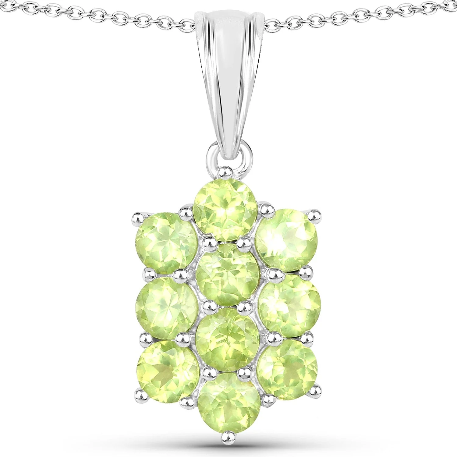 6.80 Carat Genuine Peridot .925 Sterling Silver 3 Piece Jewelry Set (Ring, Earrings, and Pendant w/ Chain) - Image 3