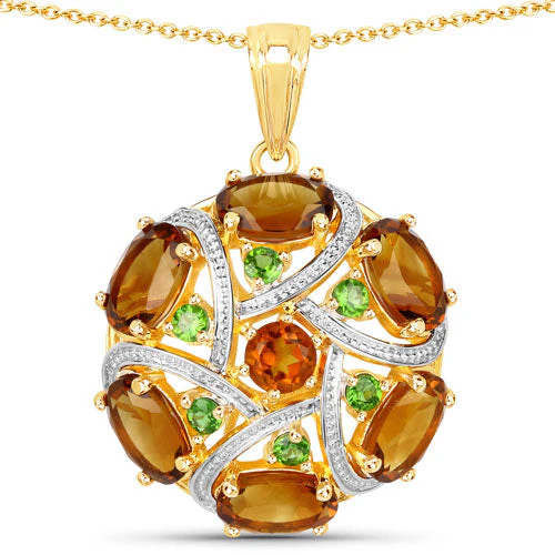 6.87 Carat Genuine Multi Stones .925 Sterling Silver Pendant - Image 2