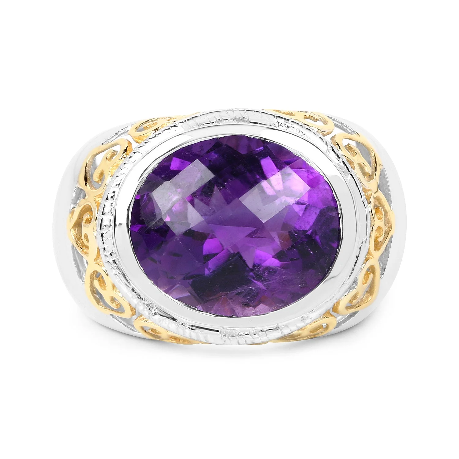 6.92 Carat Genuine Amethyst .925 Sterling Silver Ring - Image 3