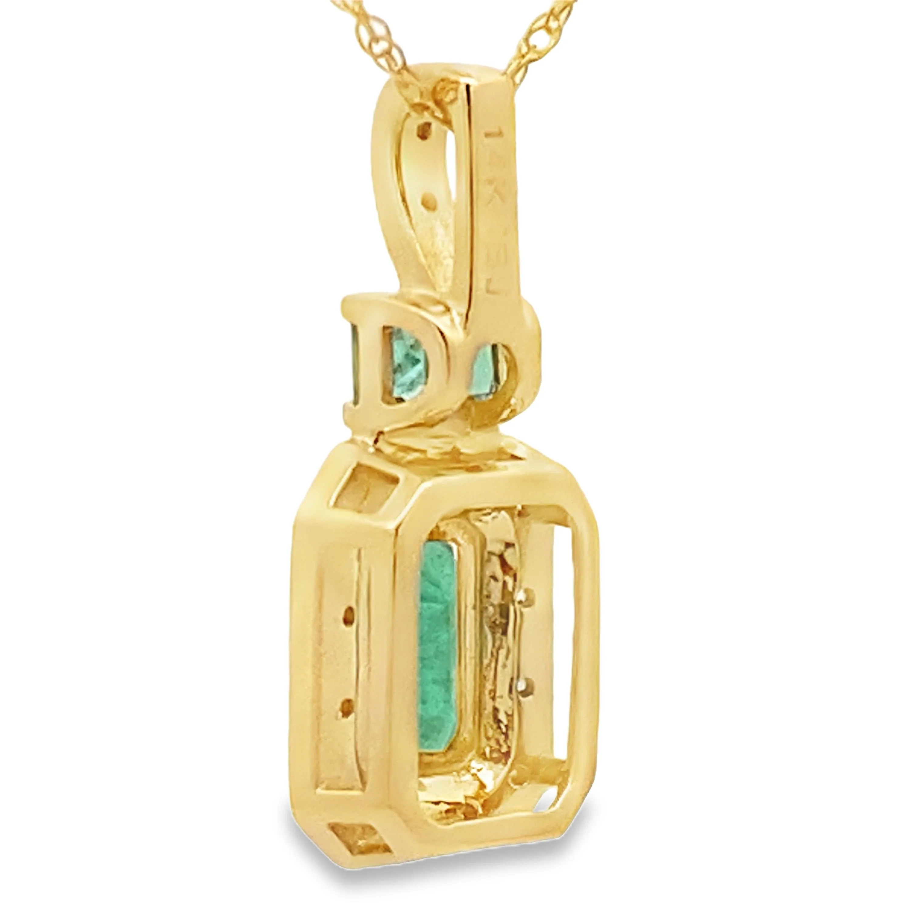 .64ct Emerald Diamond Fashion Pendants 14KT Yellow Gold - Image 2