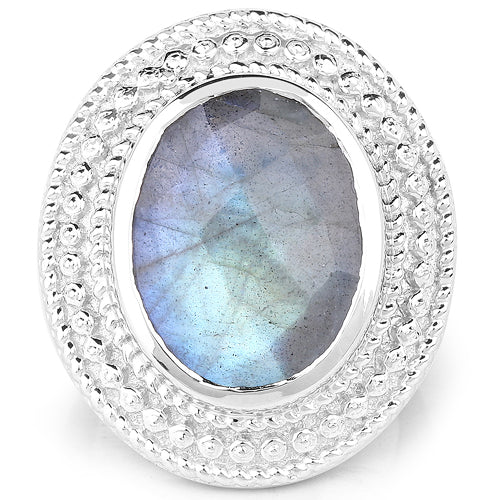 7.00 Carat Genuine Labradorite .925 Sterling Silver Ring - Image 4