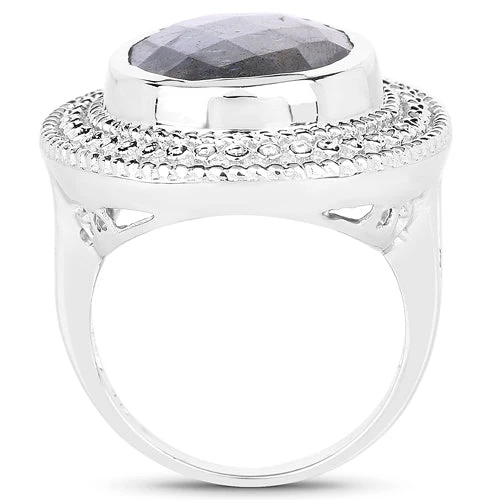 7.00 Carat Genuine Labradorite .925 Sterling Silver Ring - Image 5