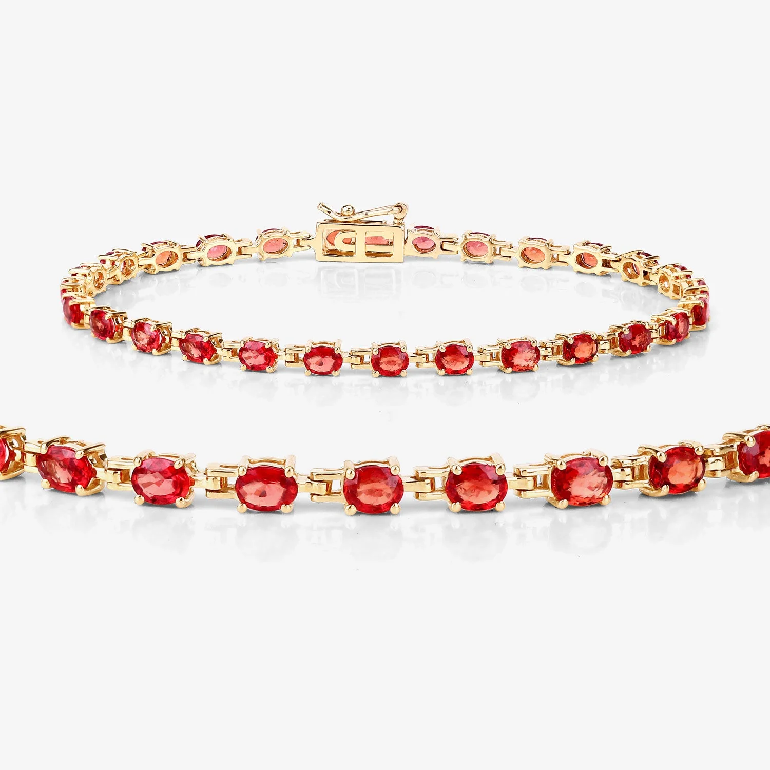 7.00 Carat Genuine Orange Sapphire 14K Yellow Gold Bracelet - Image 3
