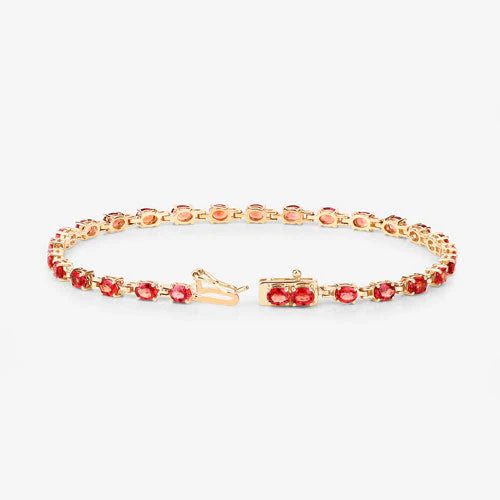 7.00 Carat Genuine Orange Sapphire 14K Yellow Gold Bracelet - Image 9