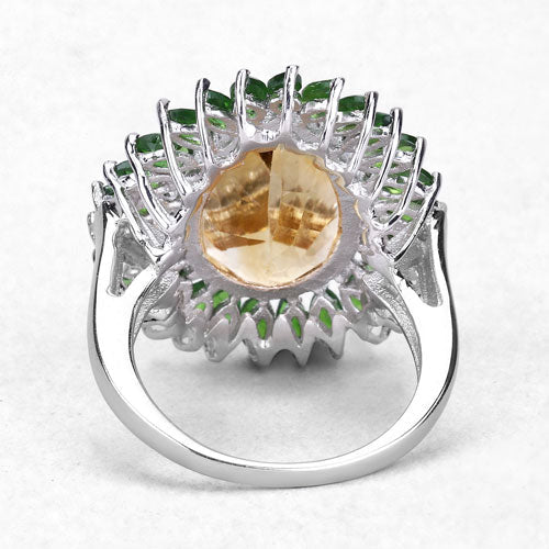 7.02 Carat Genuine Citrine and Chrome Diopside .925 Sterling Silver Ring - Image 11