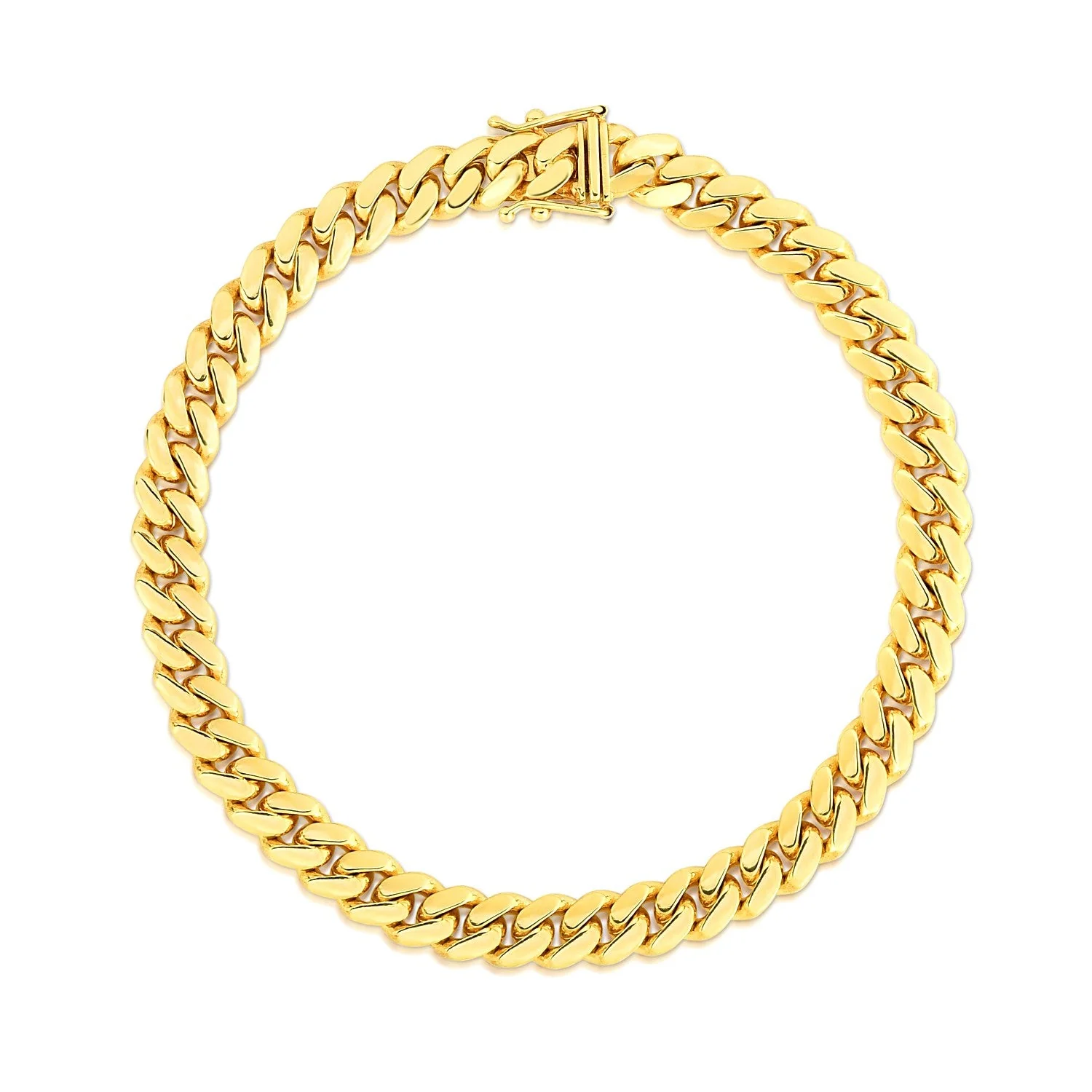 7.0mm 14k Yellow Gold Classic Miami Cuban Solid Bracelet - Image 4